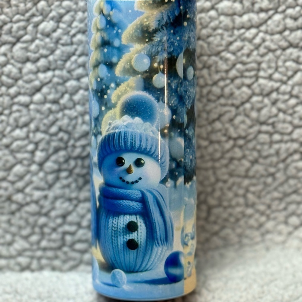 Blue snowman 20 ounce skinny Tumbler - Picture 2 of 3